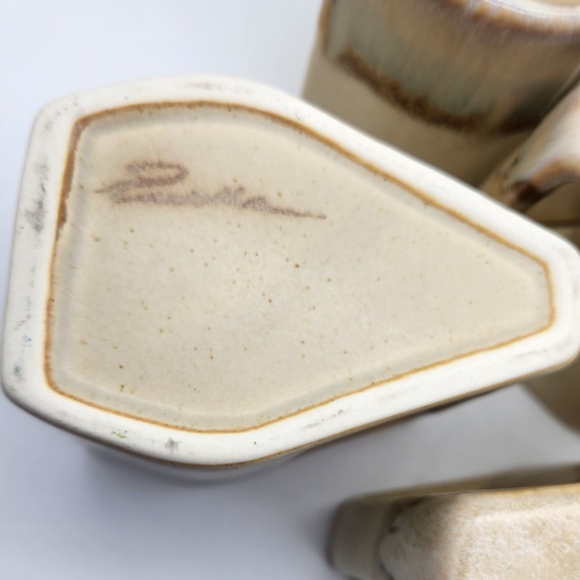 Signed Rodolfo Padilla Set Of 4 Aztec Art Pottery Stoneware Mugs Earth Colors - Picture 7 of 9